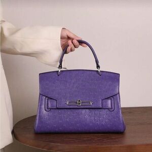 Genuine Ostrich Leather Purple Handbag Super Unique